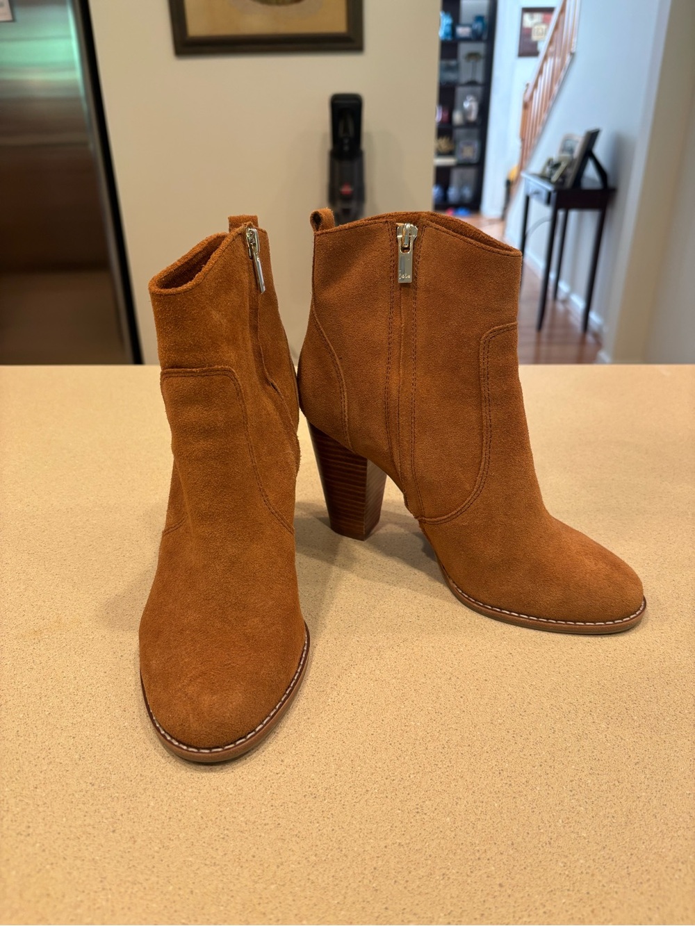 Joie Suede Ankle Boots in Cognac Brown